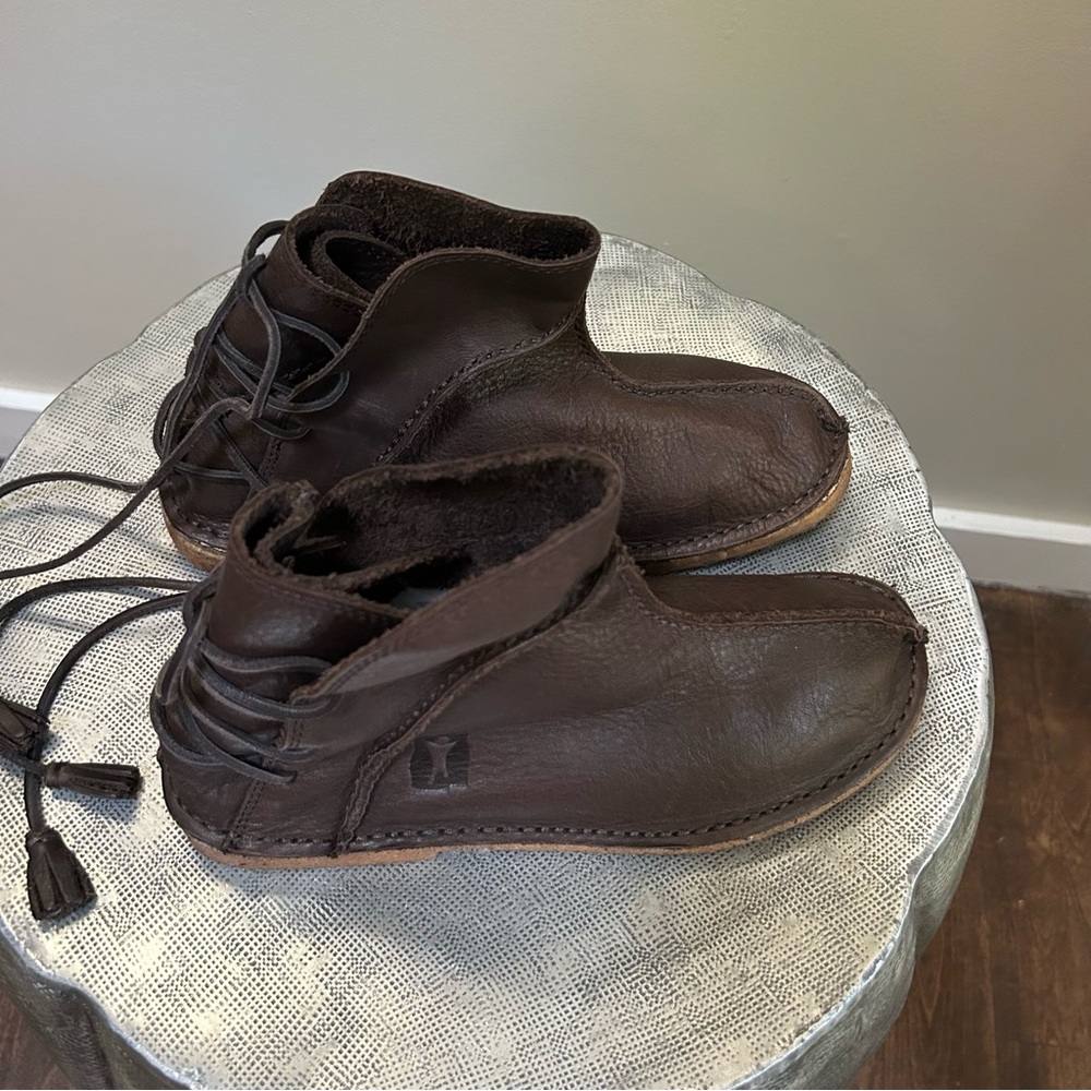 Pure Footwear ~ Indie Brown Leather Flat Lace-Up Ankle Boots in size 9 - Picture 6 of 12